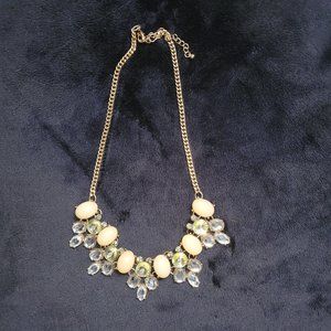 18"-21" Chunky Stone Gold Chain Necklace - Peachy/Pink & Clear Stones